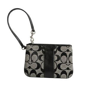 Coach Y2K Black & Gray Signature Canvas Wristlet Patent Trim